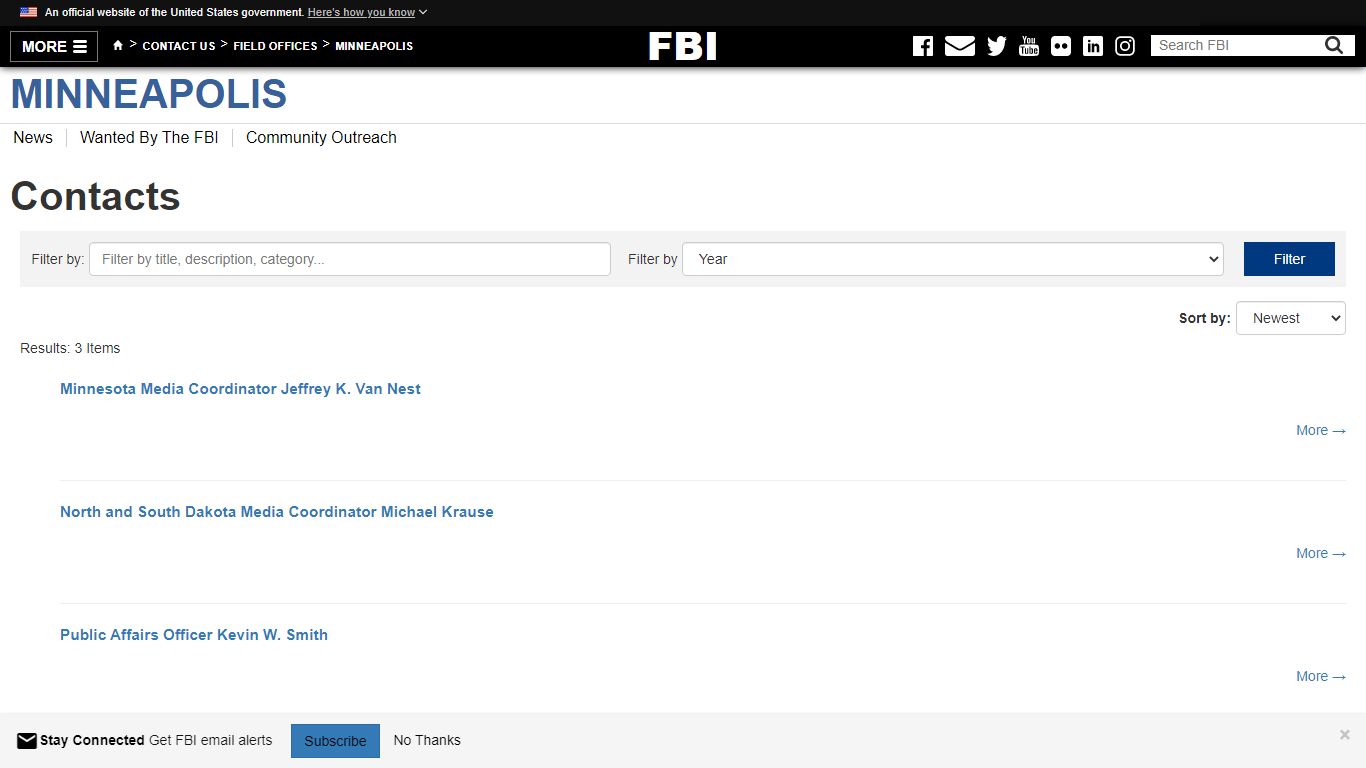 Contacts — FBI - Federal Bureau of Investigation